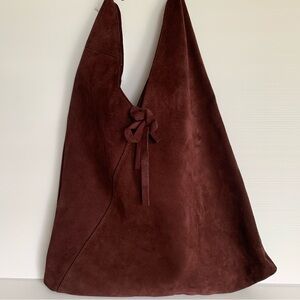 CHEVAL Firenze Genuine Suede Hobo Shoulder Bag in Wine Mahogany